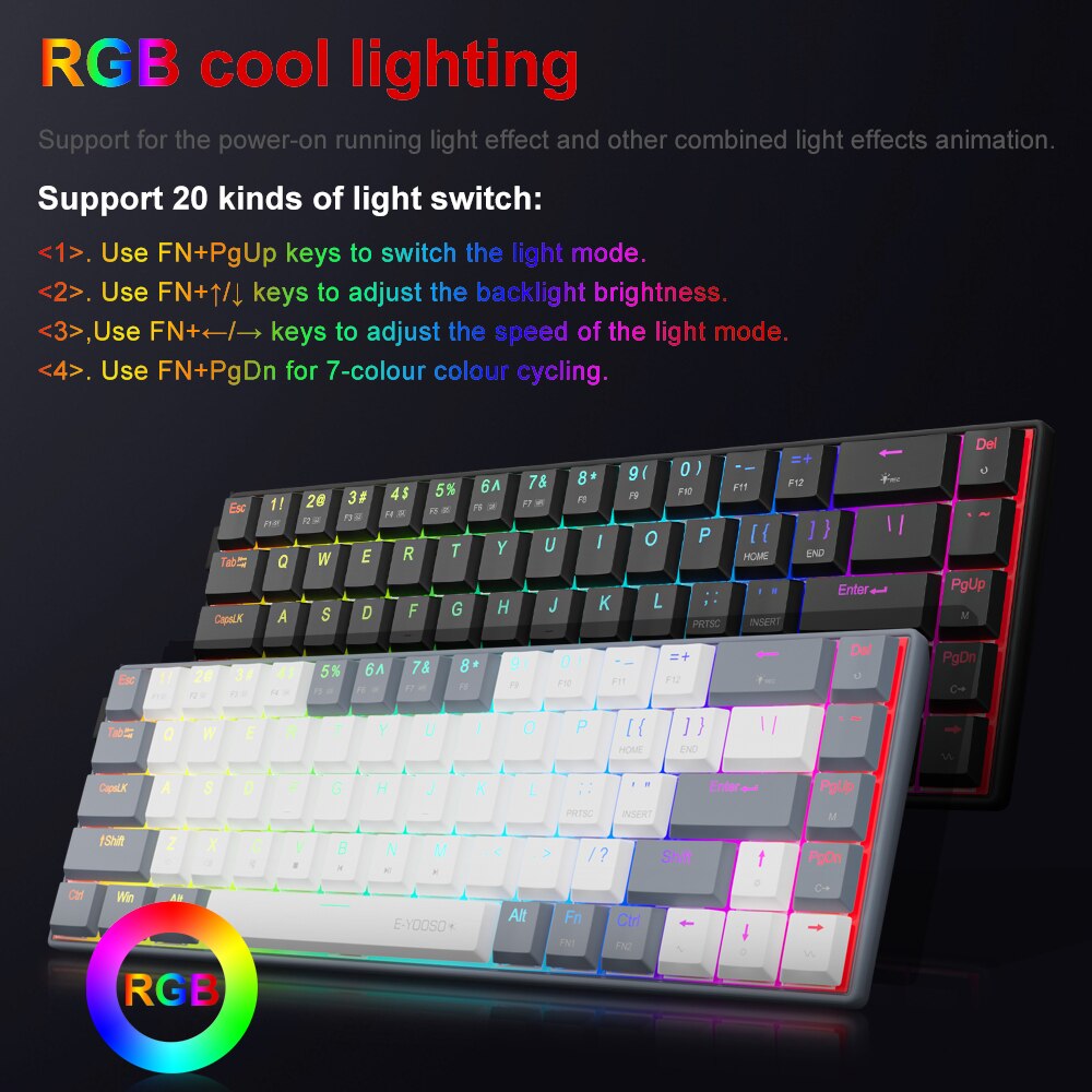 E-YOOSO A68 RGB Mini Slim USB  - Pc Gaming Pink recension och pris