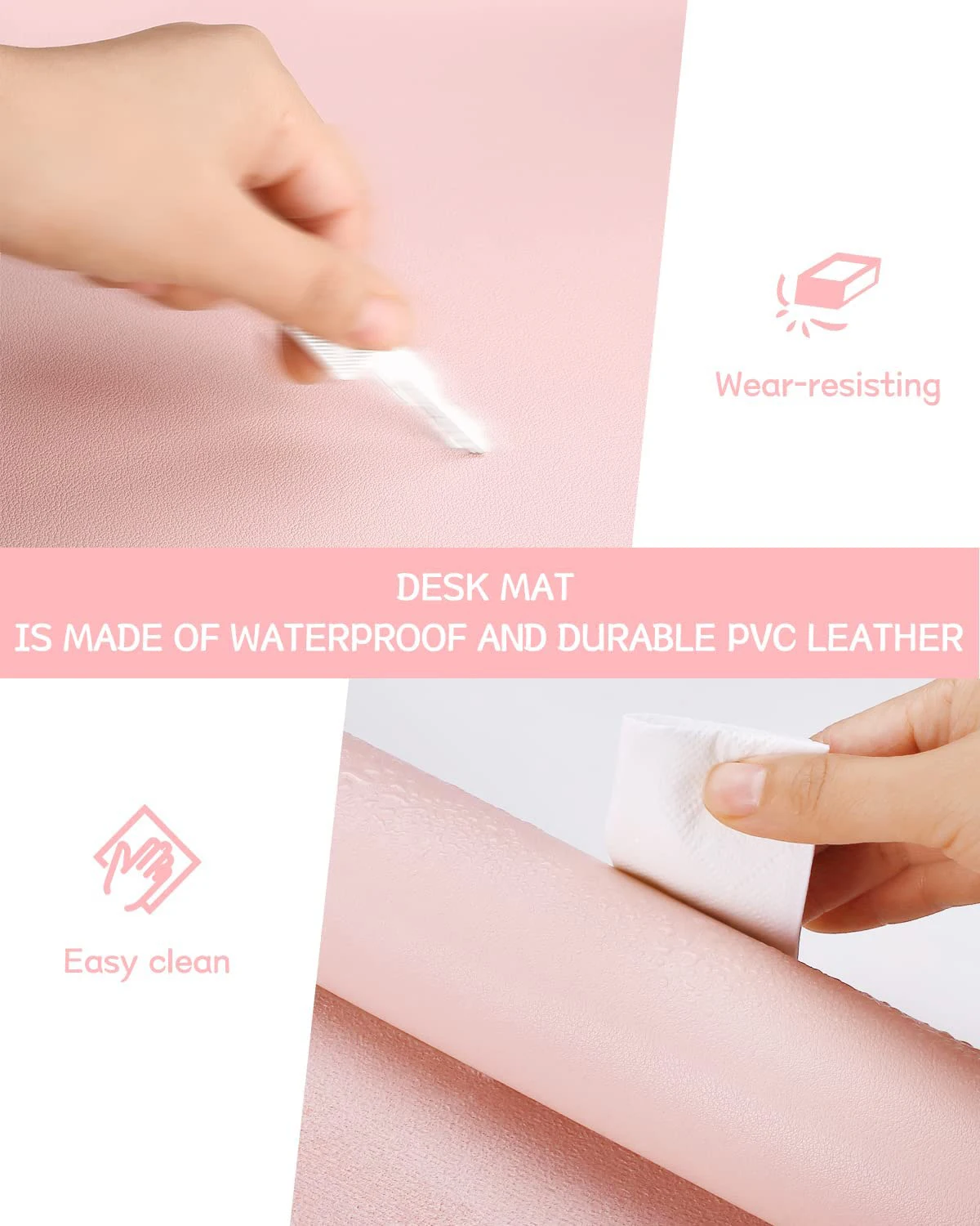 Desk Mat Waterproof PVC Mouse  - Pc Gaming Pink recension och pris